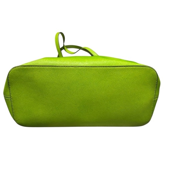 Michael Kors Saffiano Leather Jet Set Tote Lime Green Shoulder Bag - Picture 7 of 10